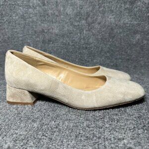 NYDJ Teddie Beige Suede Pump Shoes Square Toe Slip On Women's Size 5.5 NEW